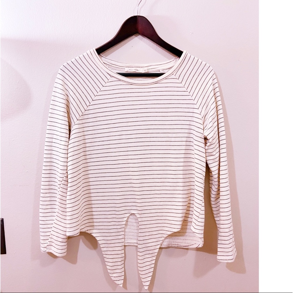 Ellison striped tie front long sleeve tee